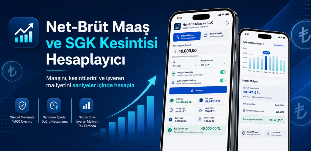 Brüt Net Maaş Hesaplama ve SGK özellik grafiği